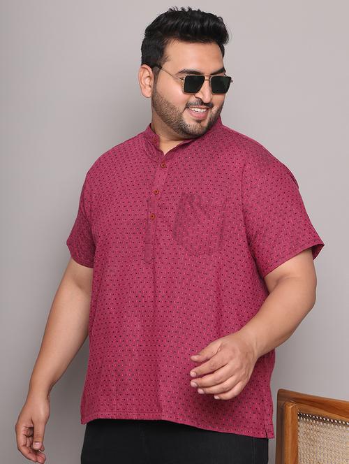 men self design mandarin neck short kurta - 21968181 - Standard Image - 0