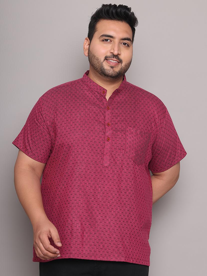 men self design mandarin neck short kurta - 21968181 - Standard Image - 1