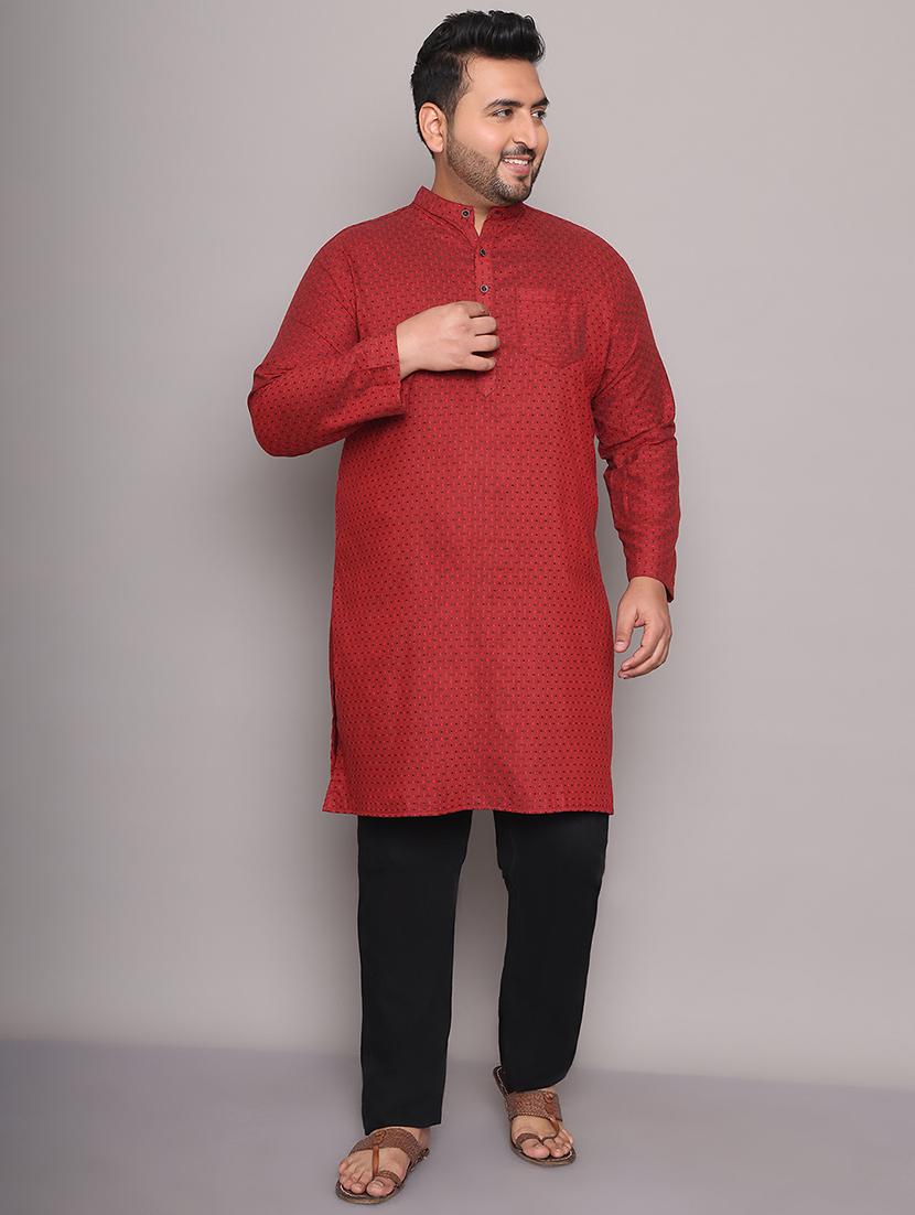 men self design mandarin neck long kurta - 21968182 - Standard Image - 1