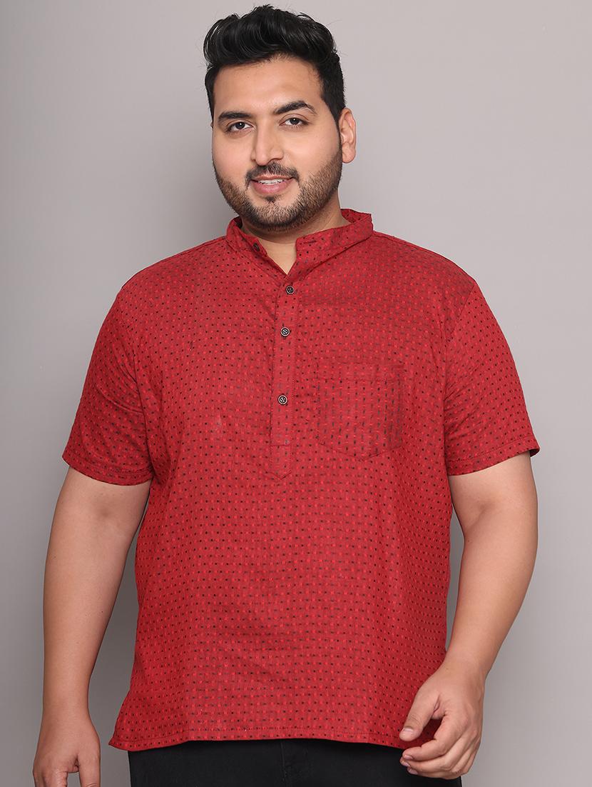 men self design mandarin neck short kurta - 21968183 - Standard Image - 1