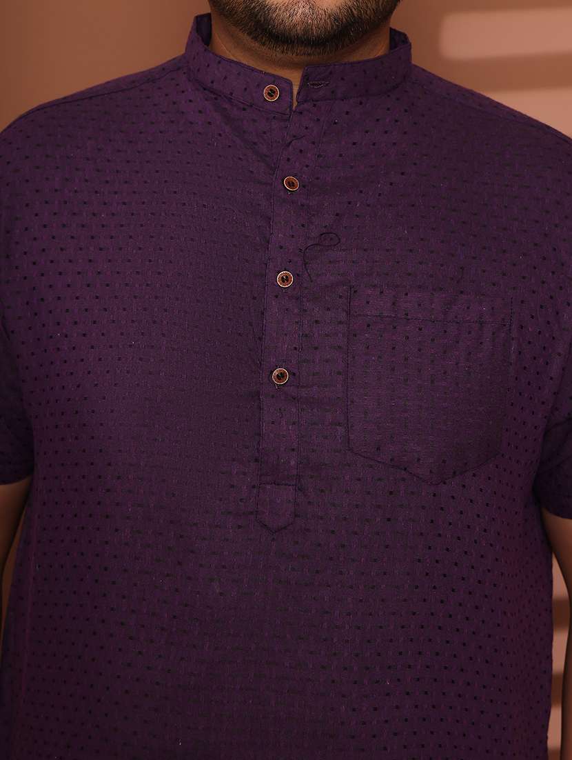 men self design mandarin neck short kurta - 21968185 - Standard Image - 6
