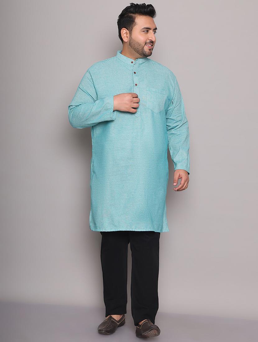 men solid mandarin neck long kurta - 21968188 - Standard Image - 1