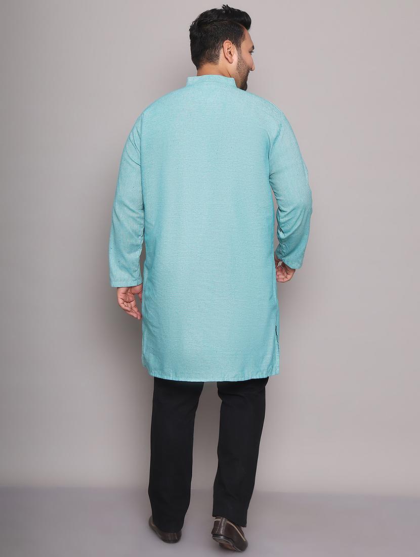 men solid mandarin neck long kurta - 21968188 - Standard Image - 4