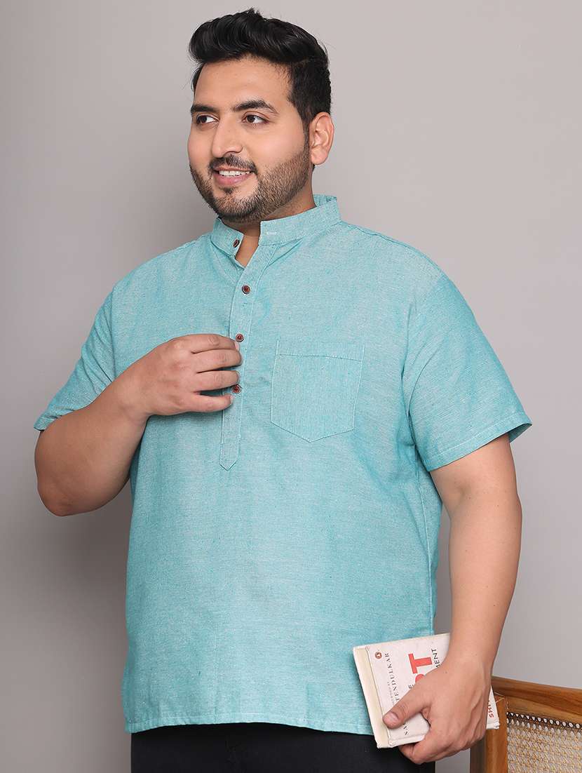 men solid mandarin neck short kurta - 21968189 -  Standard Image - 1