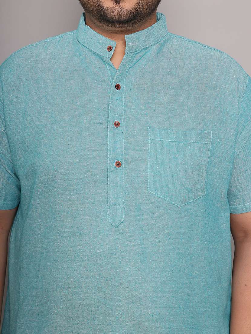 men solid mandarin neck short kurta - 21968189 -  Standard Image - 6
