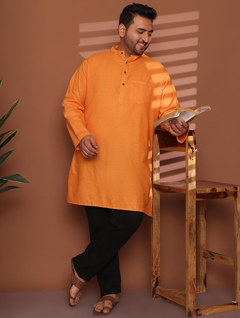 men solid mandarin neck long kurta - 21968190 - Standard Image - 4