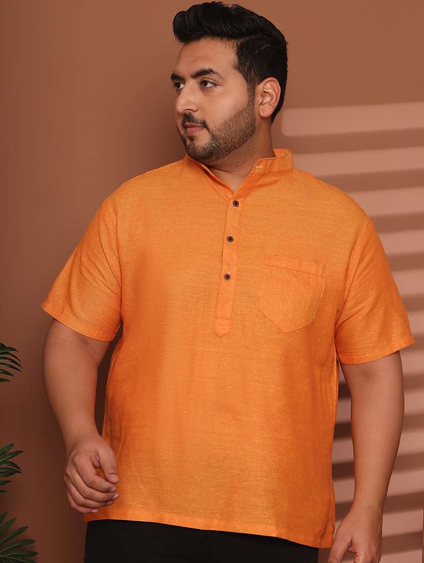 men solid mandarin neck short kurta - 21968191 -  Standard Image - 1