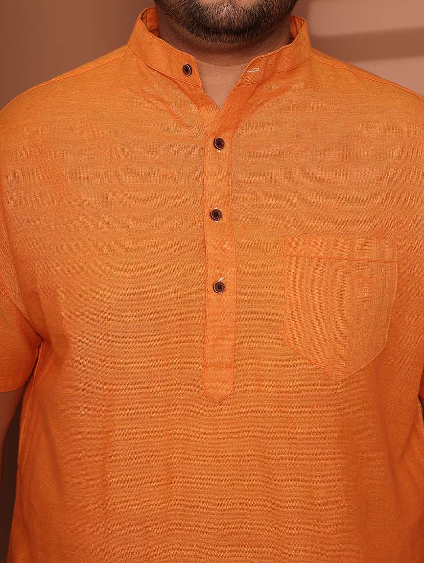 men solid mandarin neck short kurta - 21968191 -  Standard Image - 6