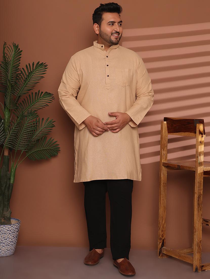 men solid mandarin neck long kurta - 21968192 -  Zoom Image - 0