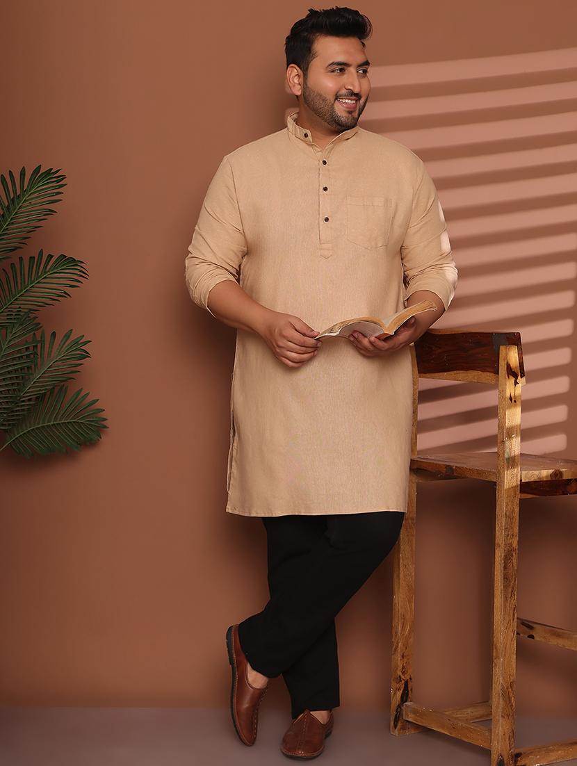 men solid mandarin neck long kurta - 21968192 -  Standard Image - 1