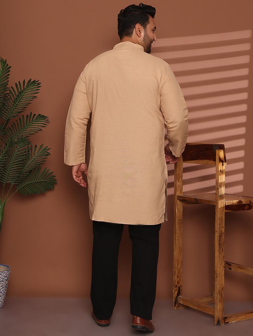 men solid mandarin neck long kurta - 21968192 - Standard Image - 4