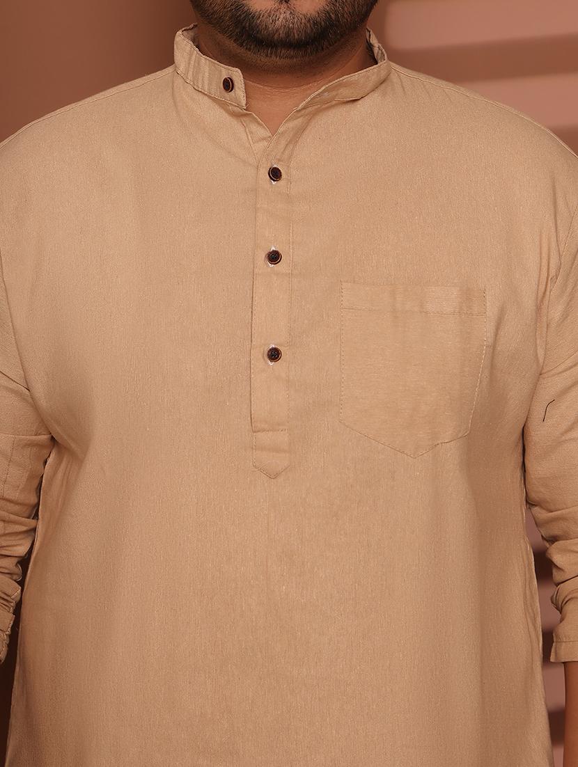 men solid mandarin neck long kurta - 21968192 - Standard Image - 6