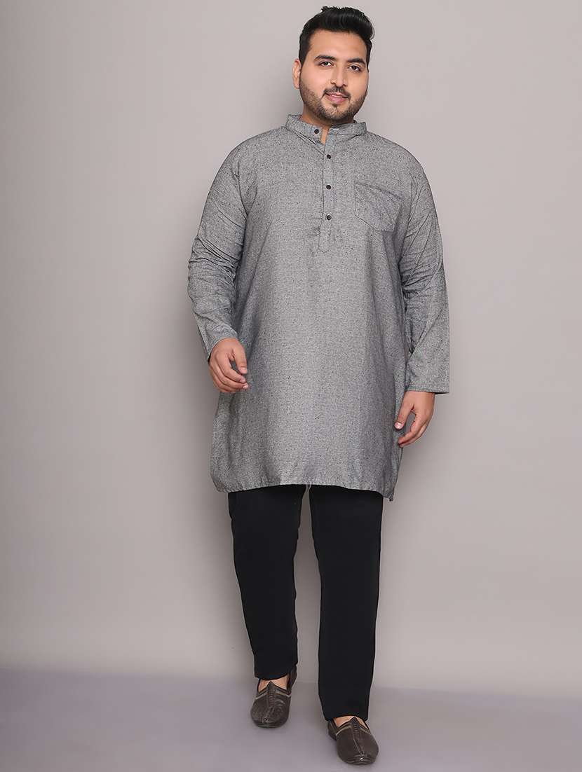 men solid mandarin neck long kurta - 21968194 -  Standard Image - 1