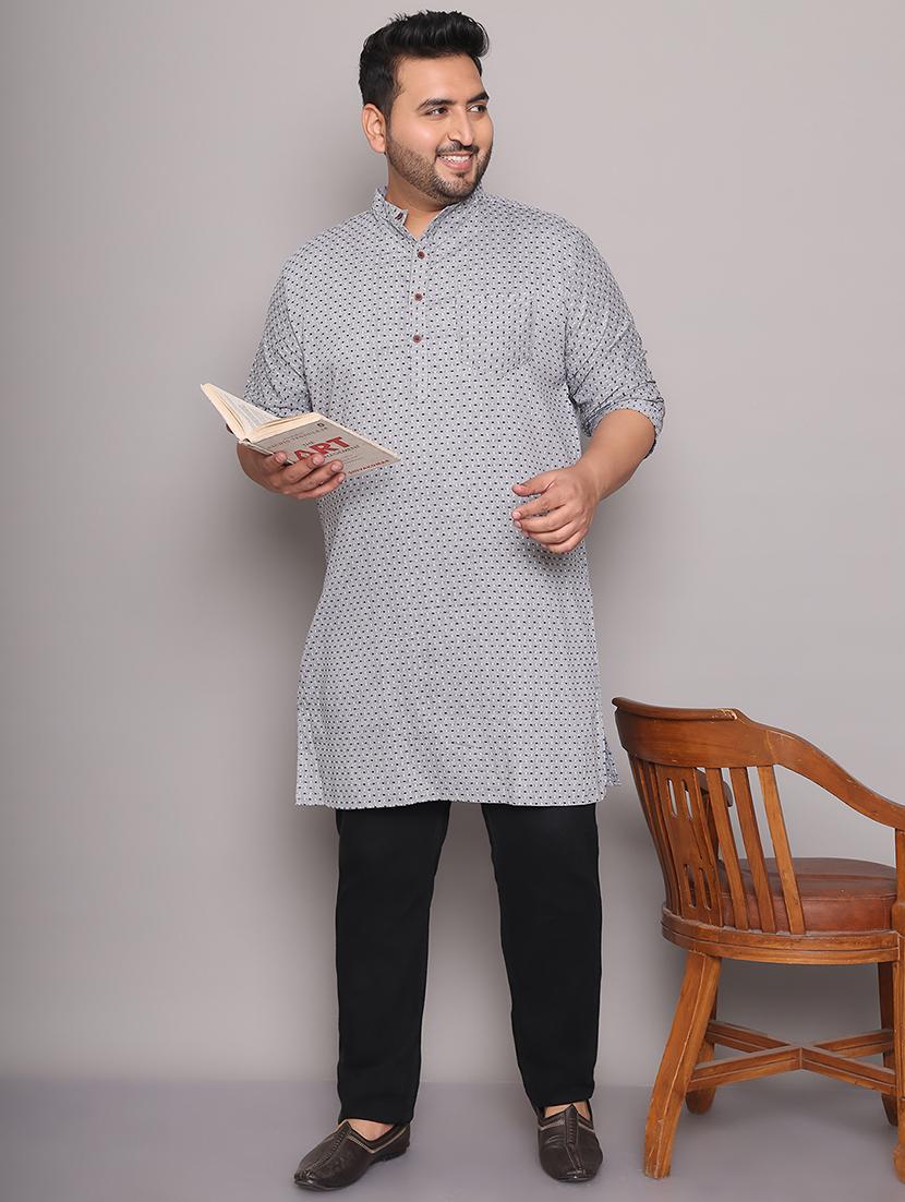 men self design mandarin neck long kurta - 21968196 -  Zoom Image - 0