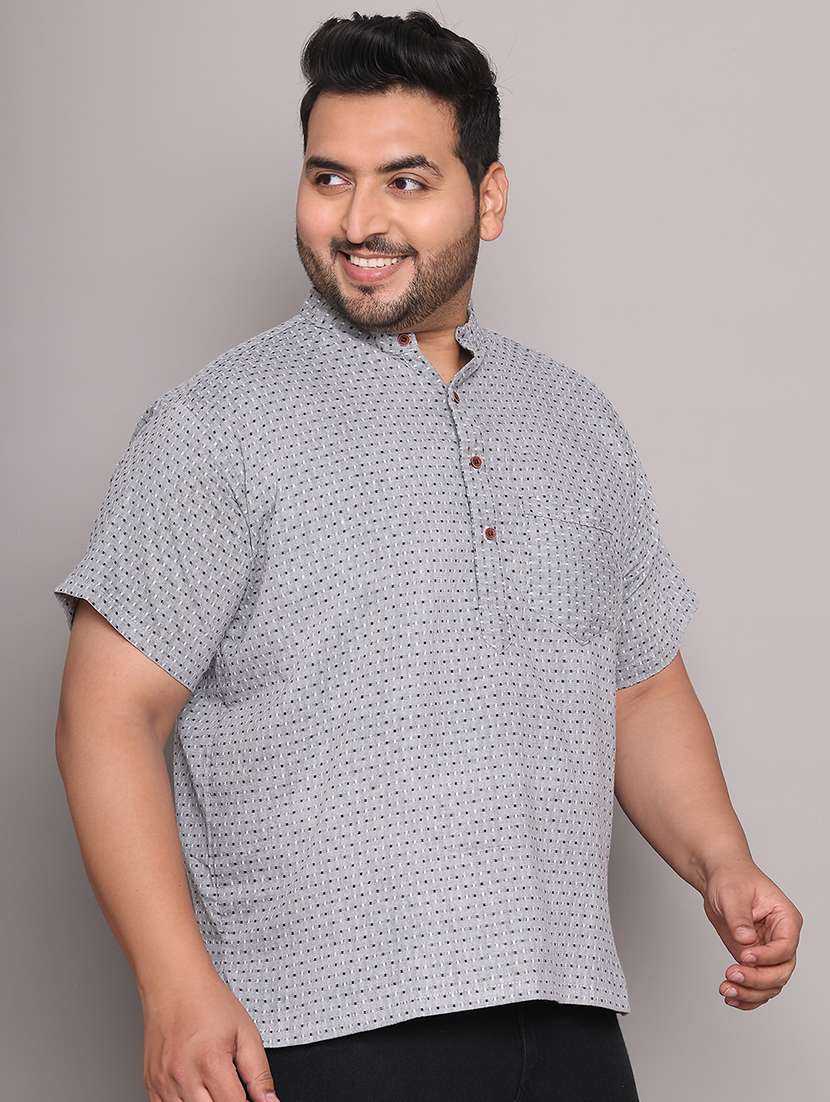 men self design mandarin neck short kurta - 21968197 -  Standard Image - 1