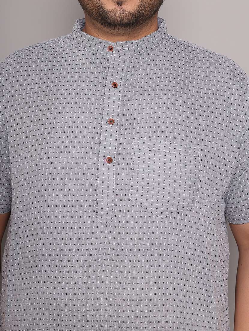men self design mandarin neck short kurta - 21968197 -  Standard Image - 6