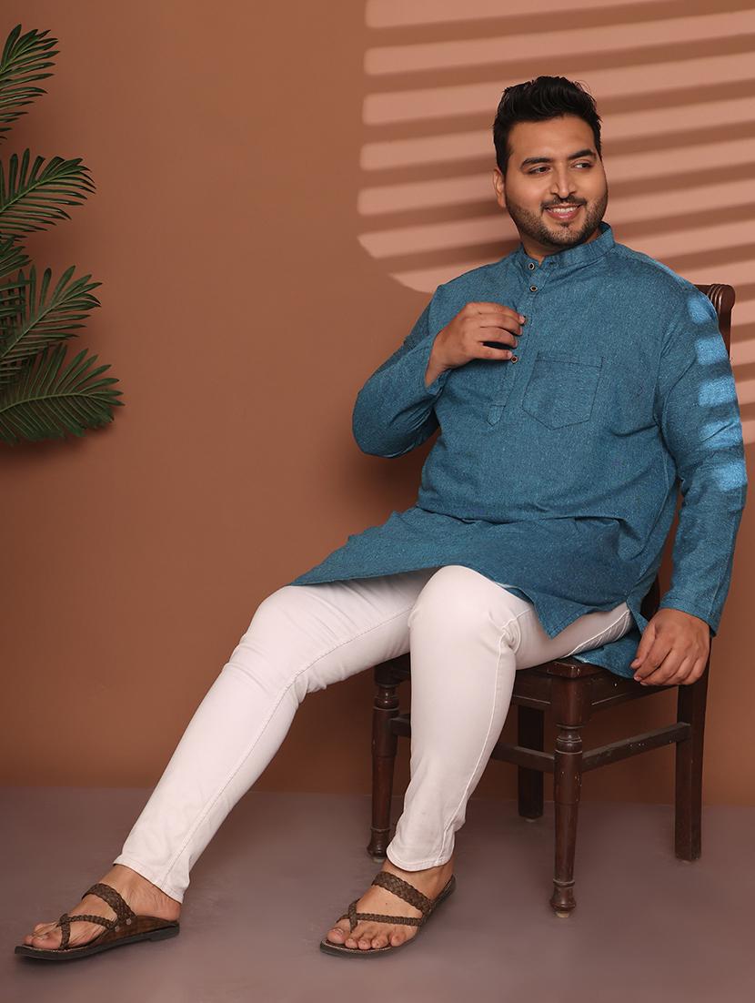 men solid mandarin neck long kurta - 21968198 - Standard Image - 1