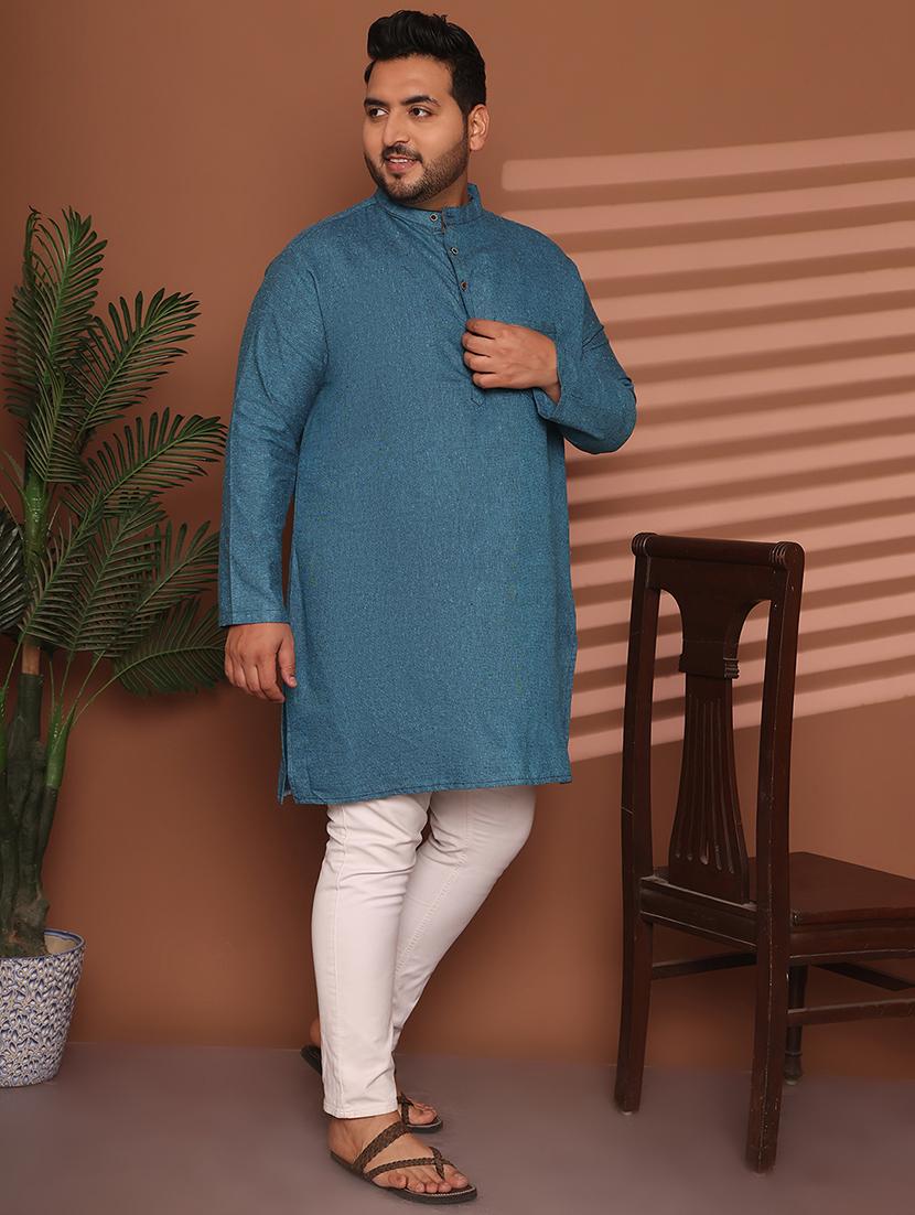 men solid mandarin neck long kurta - 21968198 - Standard Image - 4