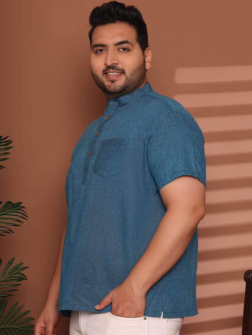 men solid mandarin neck short kurta - 21968199 -  Standard Image - 1
