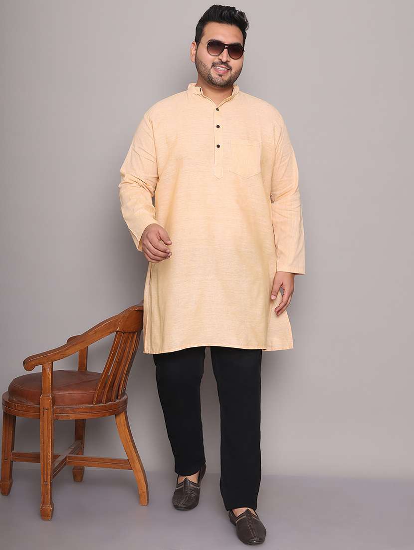 men solid mandarin neck long kurta - 21968200 -  Zoom Image - 0