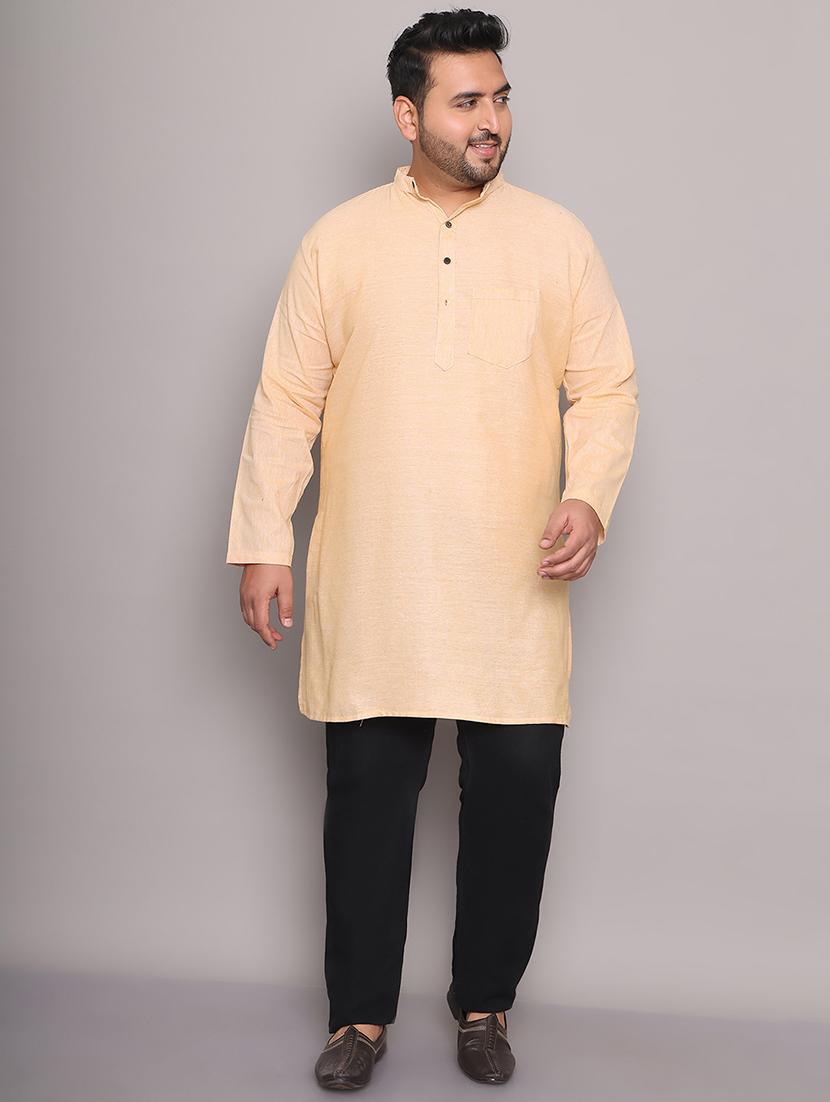 men solid mandarin neck long kurta - 21968200 - Standard Image - 1