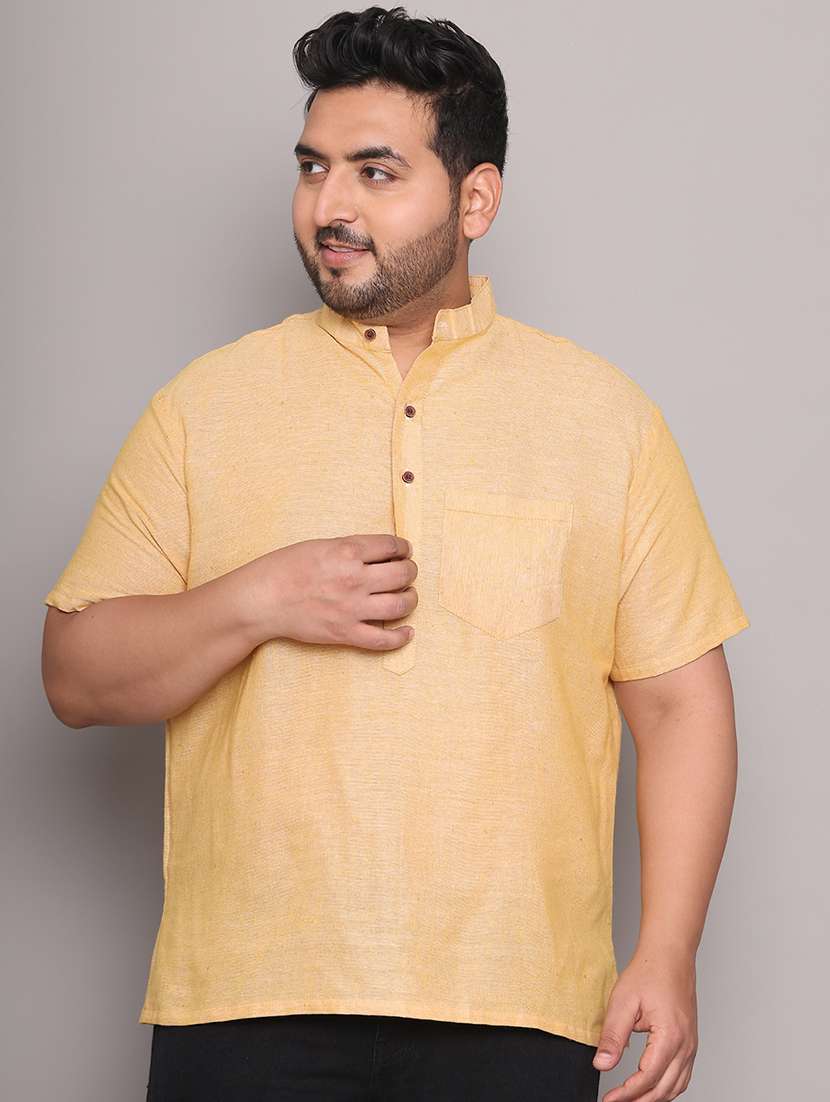 men solid mandarin neck short kurta - 21968201 -  Standard Image - 1