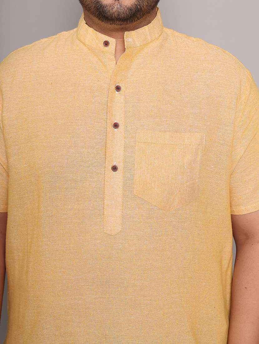 men solid mandarin neck short kurta - 21968201 -  Standard Image - 6