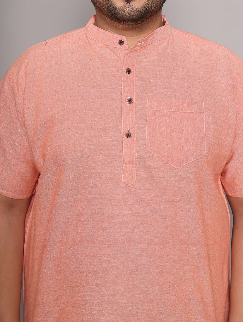 men solid mandarin neck short kurta - 21968203 -  Standard Image - 6