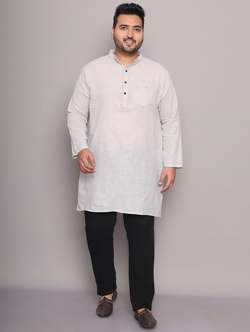 men solid mandarin neck long kurta - 21968206 -  Standard Image - 1