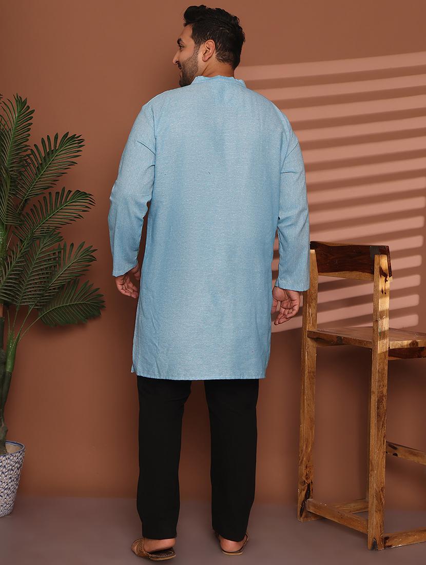 men solid mandarin neck long kurta - 21968208 - Standard Image - 4
