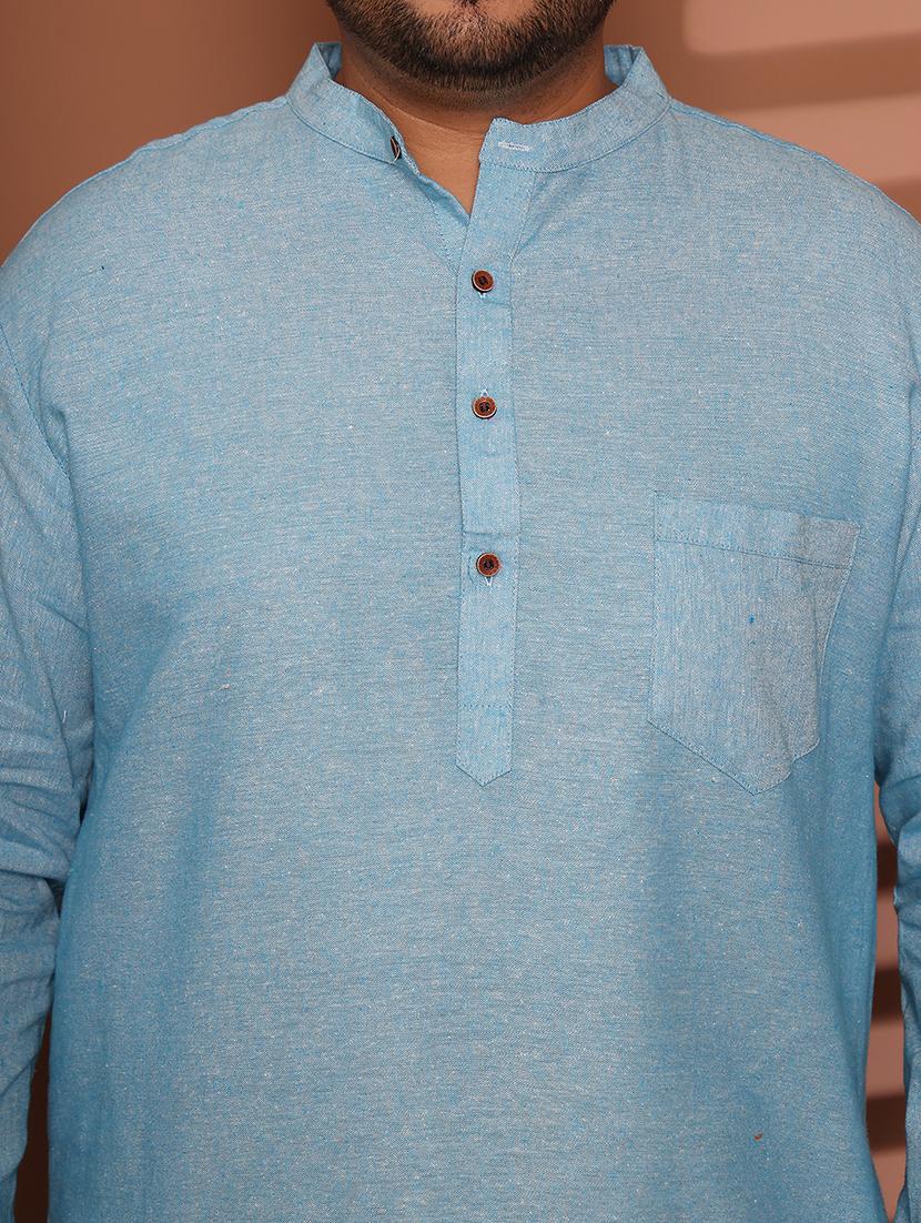 men solid mandarin neck long kurta - 21968208 - Standard Image - 6