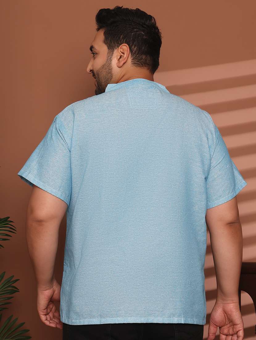 men solid mandarin neck short kurta - 21968209 - Standard Image - 4