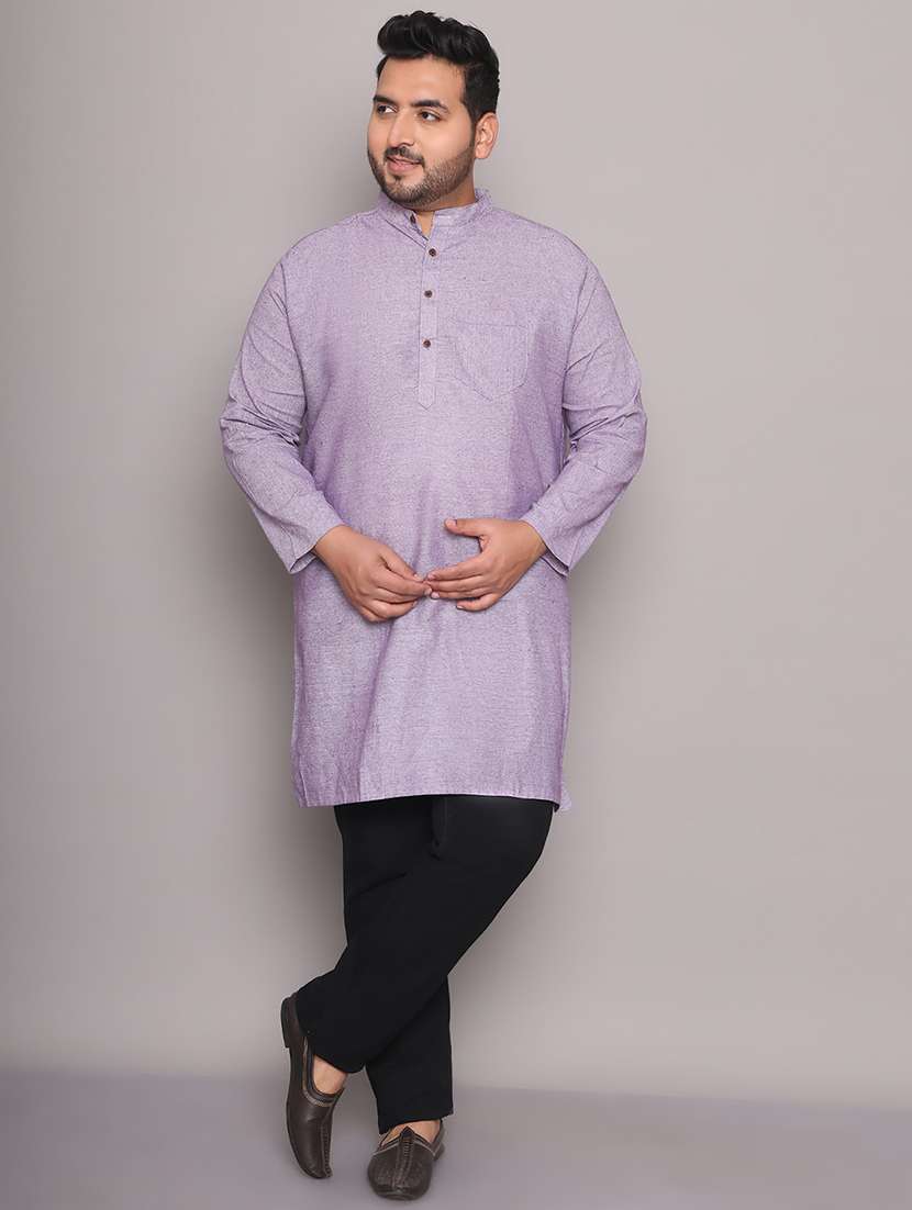 men solid mandarin neck long kurta - 21968211 -  Standard Image - 1