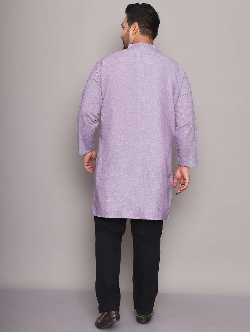 men solid mandarin neck long kurta - 21968211 -  Standard Image - 4