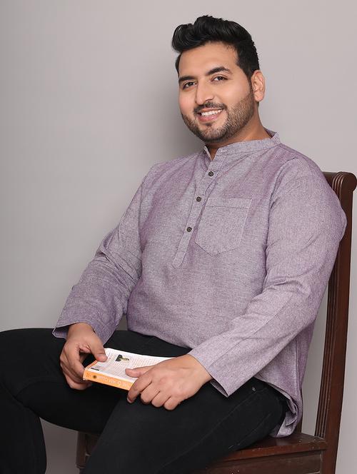 men solid mandarin neck short kurta - 21968212 - Standard Image - 0