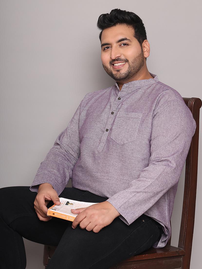 men solid mandarin neck short kurta - 21968212 - Zoom Image - 0