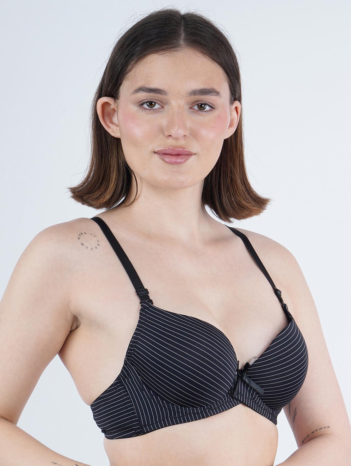women striped underwired push up bra - 21968216 -  Standard Image - 1