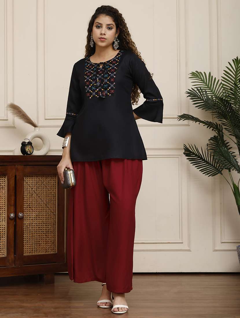 women pack of 2 solid flared palazzo - 21968264 -  Standard Image - 4