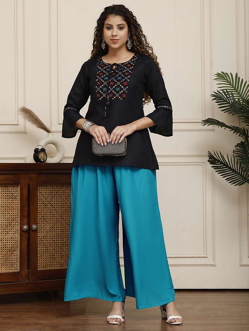 women pack of 2 solid flared palazzo - 21968267 -  Standard Image - 4