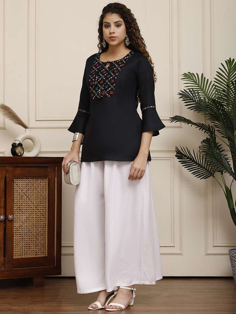 women pack of 2 solid flared palazzo - 21968276 -  Standard Image - 4