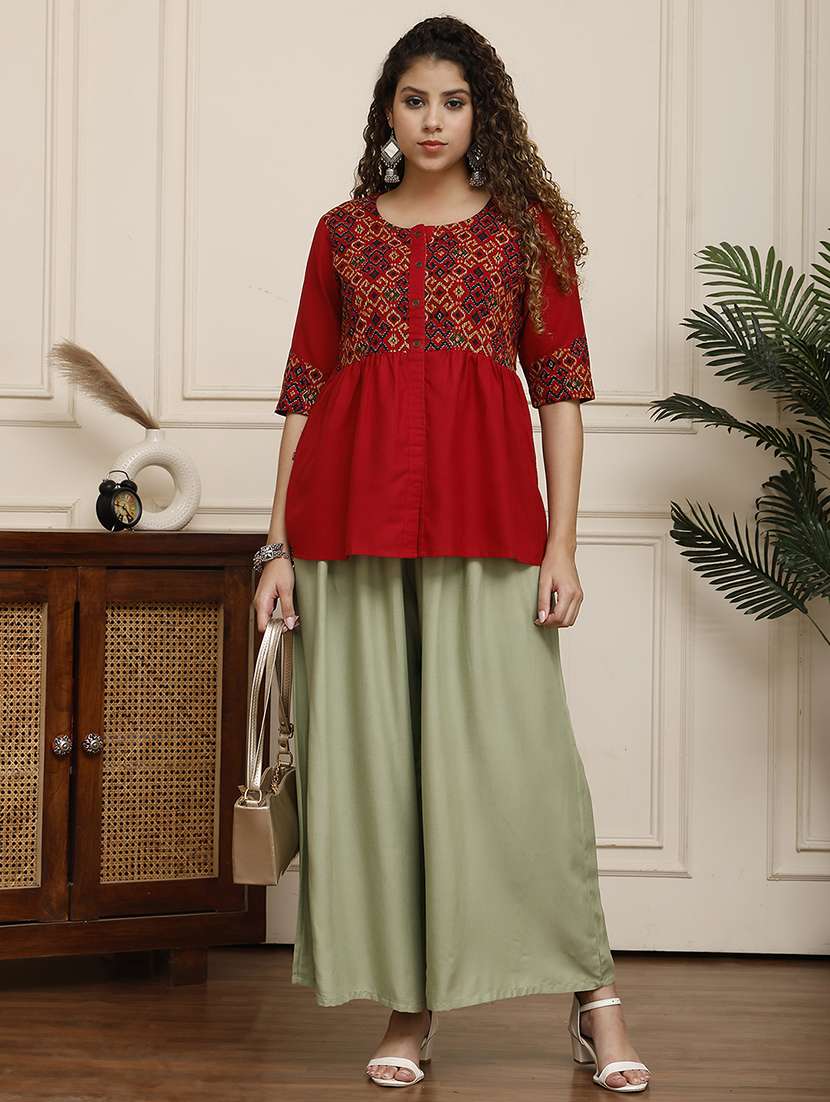 women pack of 2 solid flared palazzo - 21968298 -  Standard Image - 4