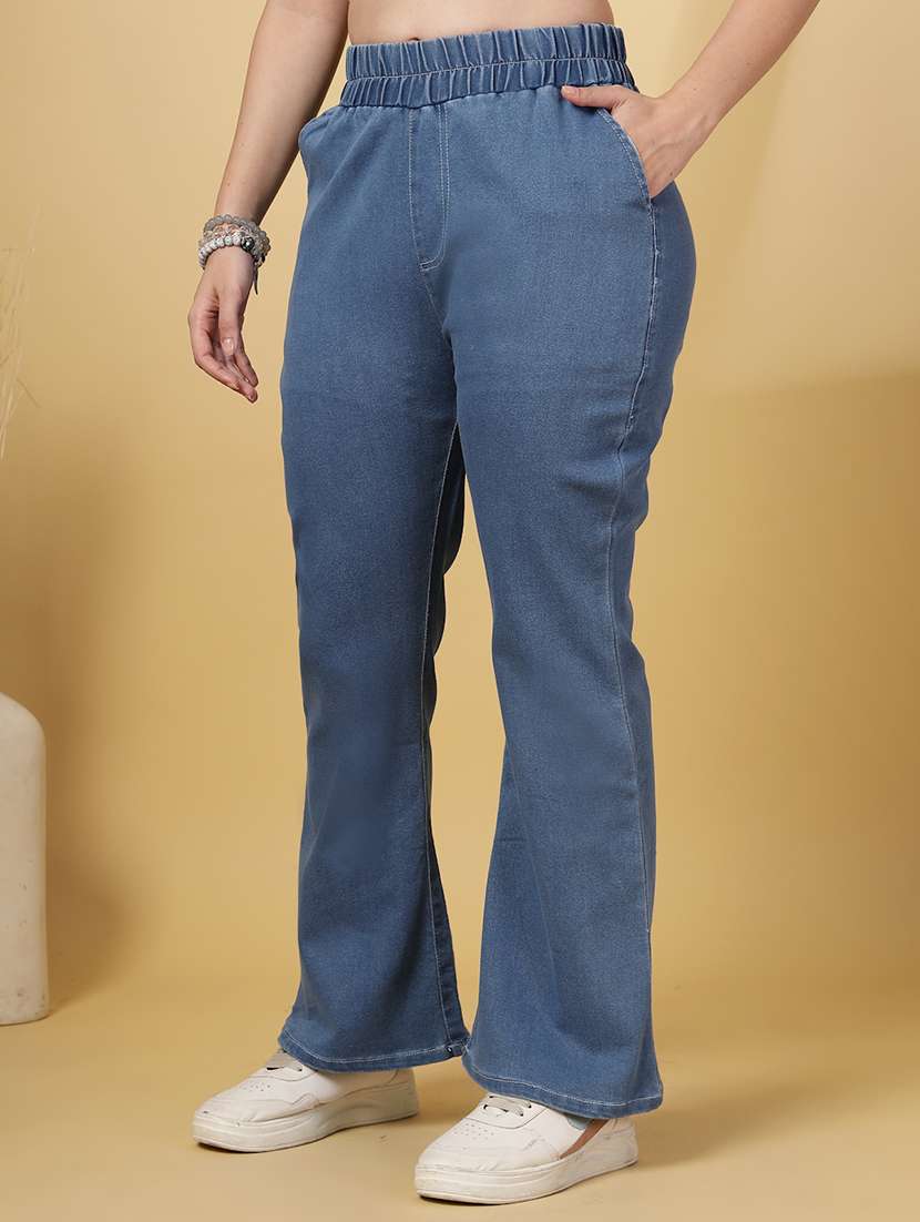women solid mid rise bootcut denim jegging - 21968351 -  Standard Image - 1