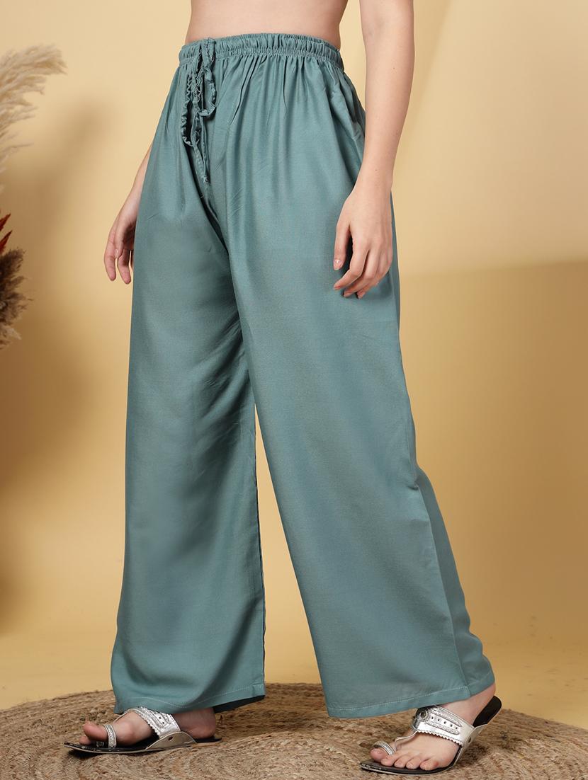 women solid high rise straight palazzo - 21968357 - Standard Image - 1