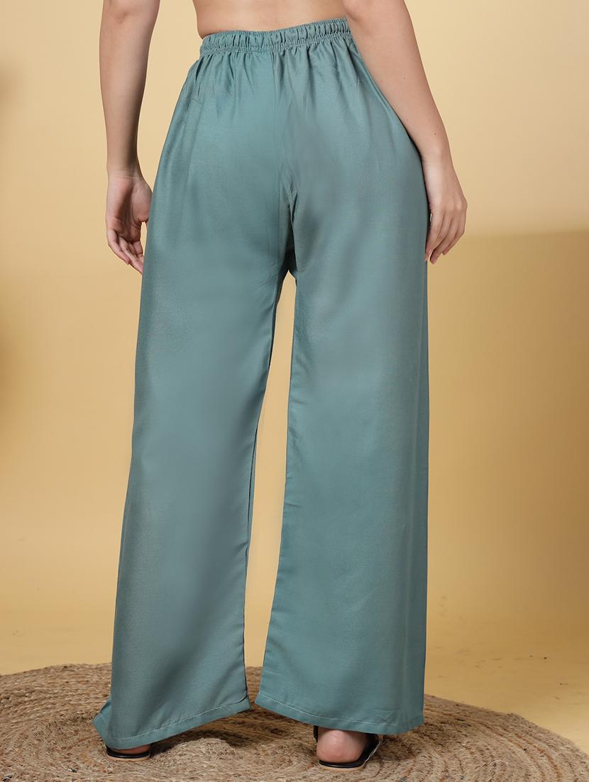 women solid high rise straight palazzo - 21968357 - Standard Image - 4