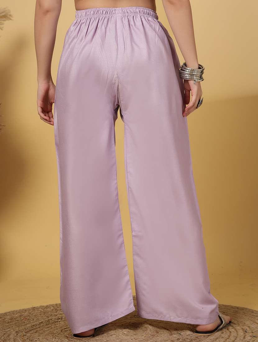 women solid high rise straight palazzo - 21968359 - Standard Image - 4