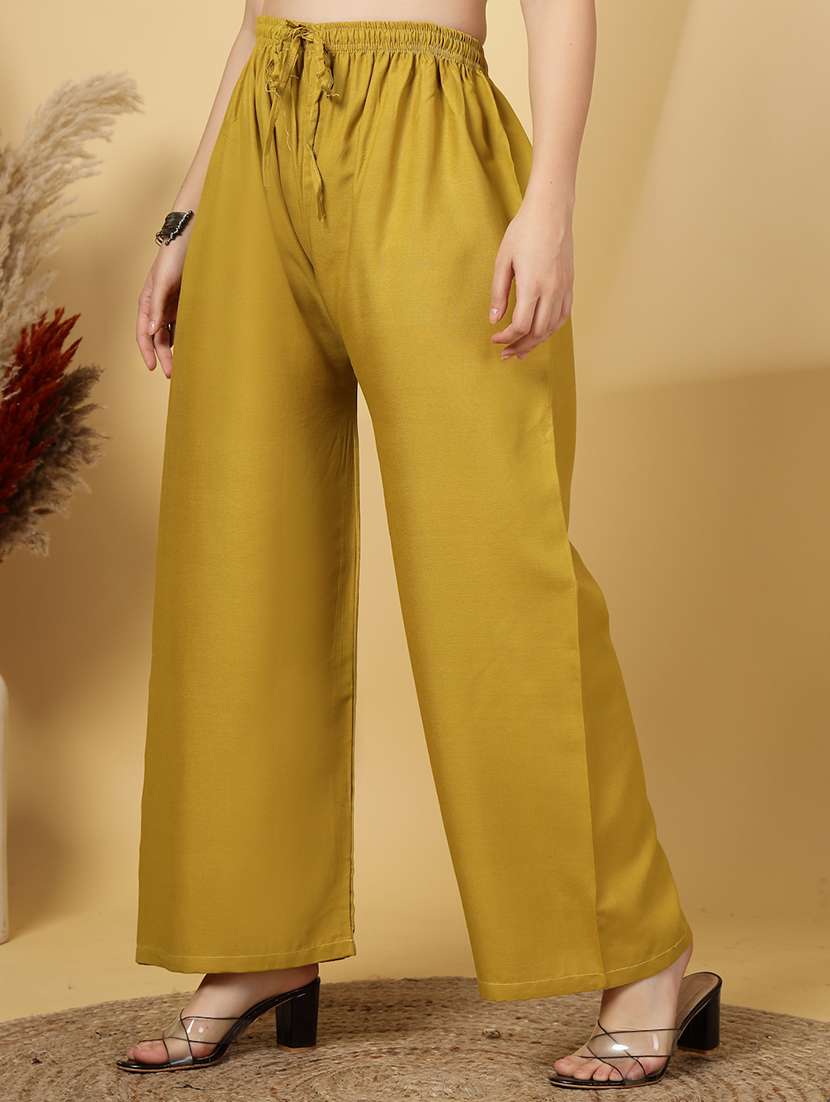 women solid high rise straight palazzo - 21968360 -  Standard Image - 1