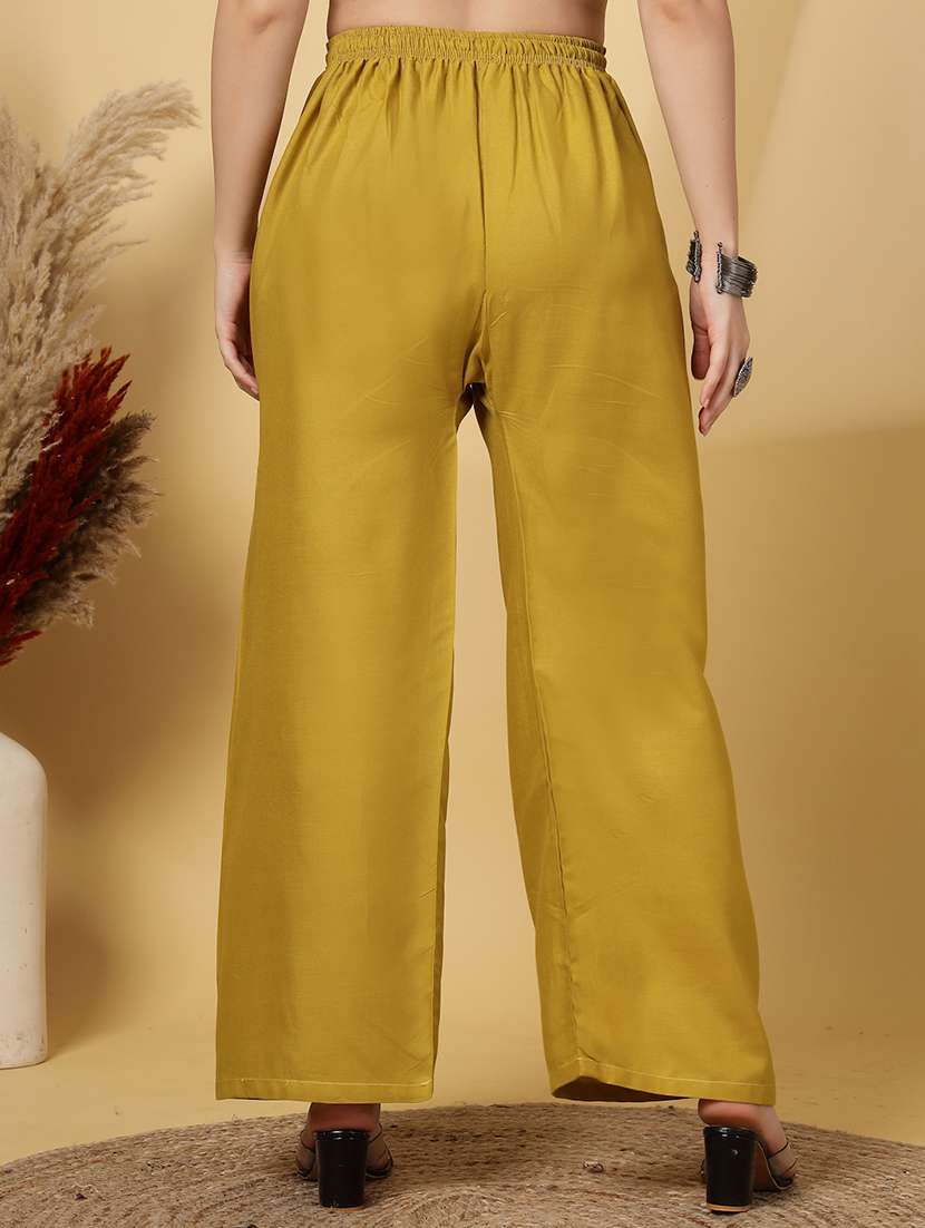 women solid high rise straight palazzo - 21968360 -  Standard Image - 4