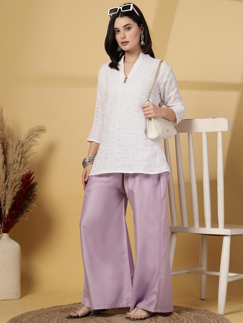 women solid high rise flared palazzo - 21968362 - Standard Image - 4