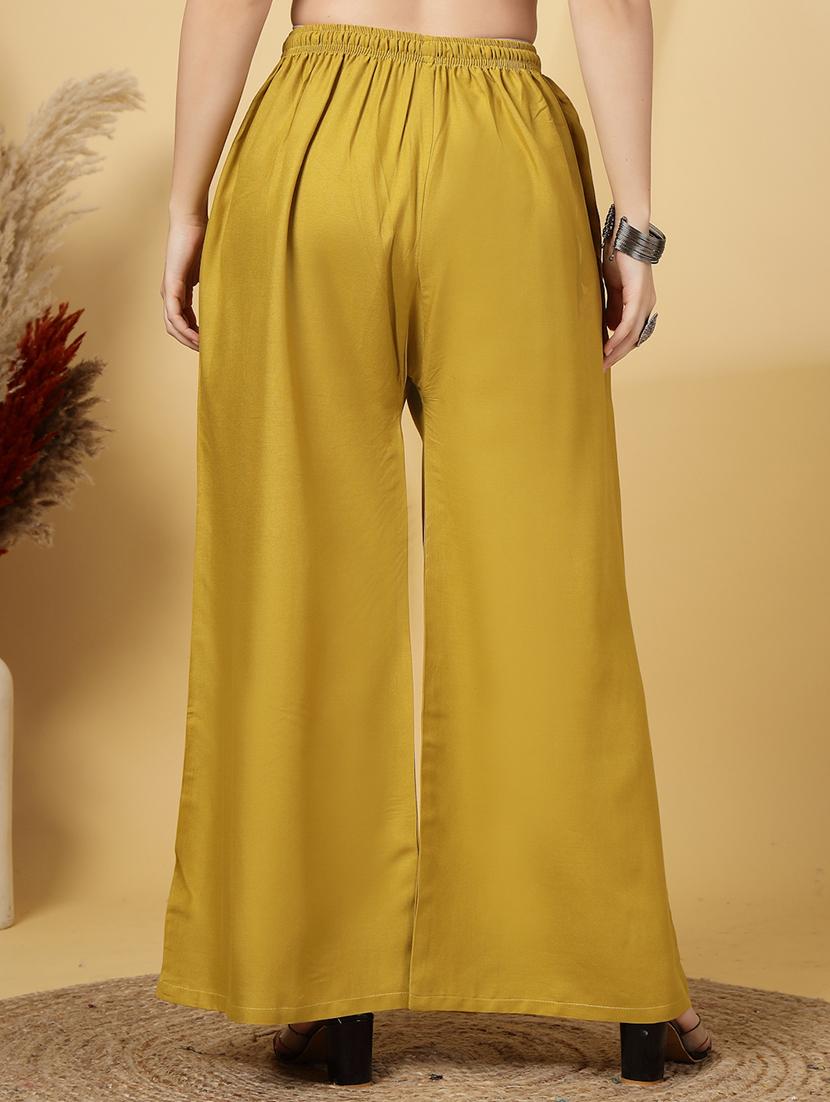 women solid high rise flared palazzo - 21968363 - Standard Image - 4