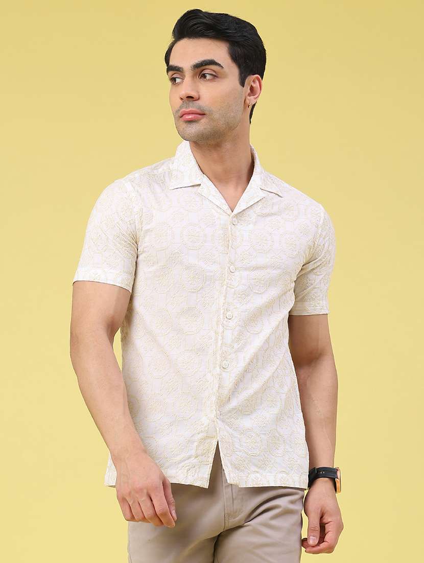 men solid with work short sleeve slim fit casual shirt - 21968419 -  Standard Image - 1